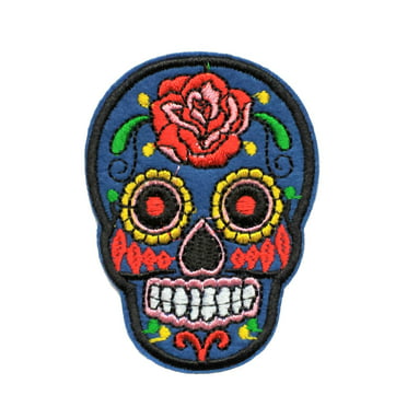 Day Of The Dead Sugar Skull Embroidered Iron On Patch New 